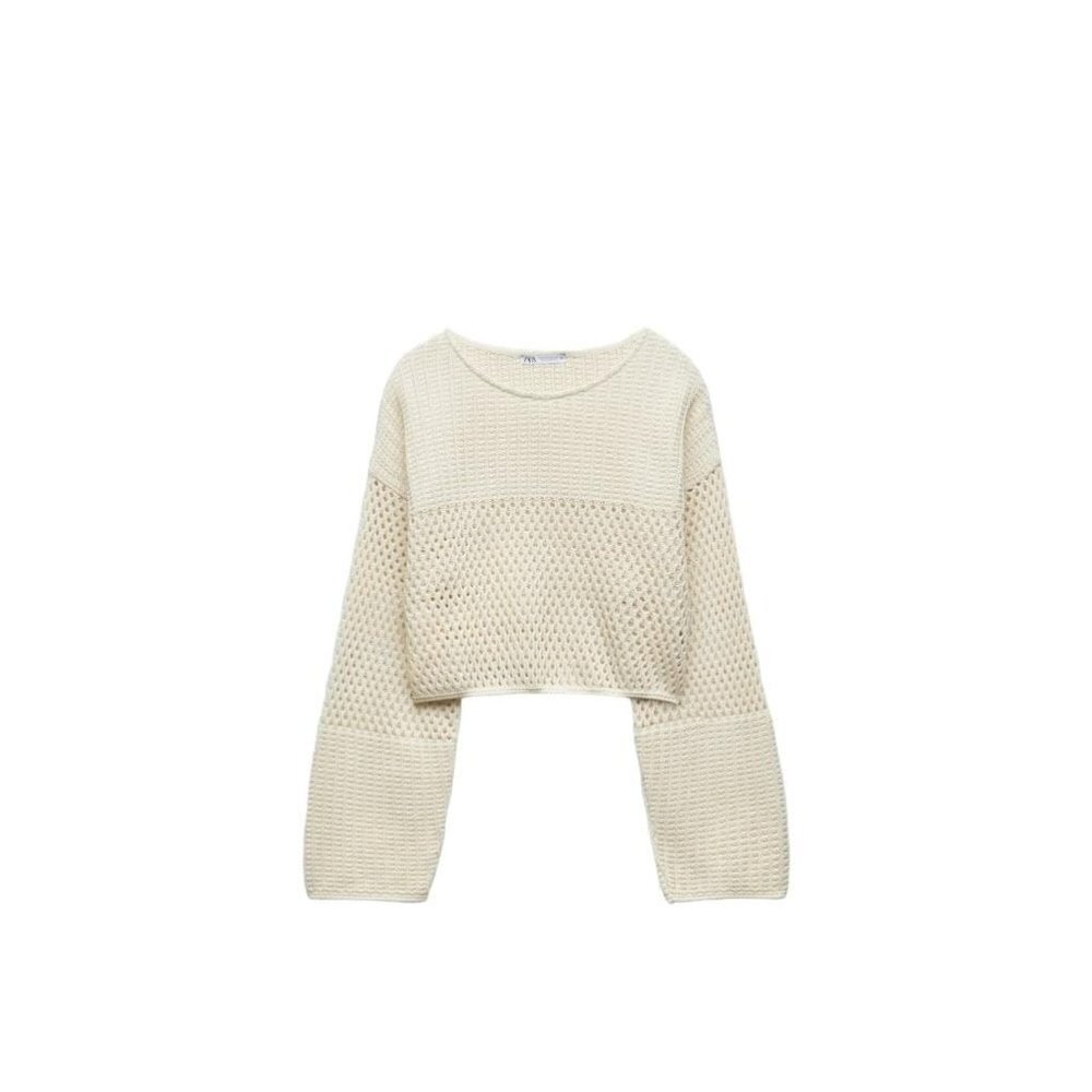 ZARA CROCHET LACE TOP ECRU SIZE M | 5644/338